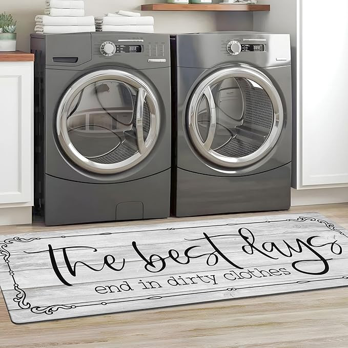 KOZYFLY Laundry Room Rug Runner 20"x60" Non Slip Laundry Rug Kitchen Rugs Washable Laundry Room M... | Amazon (US)