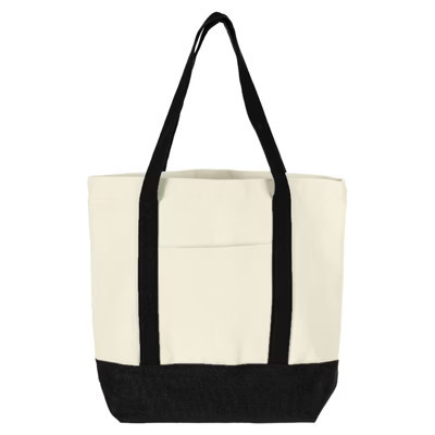 Unique Bargains Zipper Reusable Canvas Tote Bag with an External Pocket Black | Target