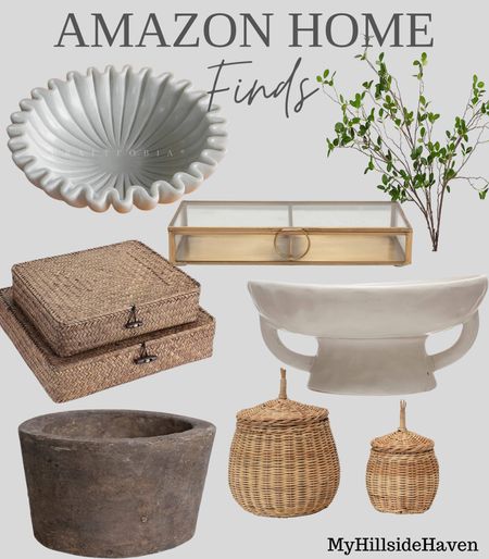 Amazon Home decor, wicker baskets, console styling, shelf styling, coffee table styling, marble bowl, faux florals 

#LTKMostLoved #LTKfindsunder50 #LTKhome