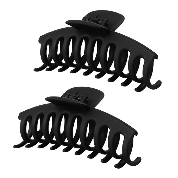 2PCS Black Hair Claw Clips, 4.3 inch Large Matte Black Hair Claws, Fashion Hair Barrettes for Wom... | Amazon (US)