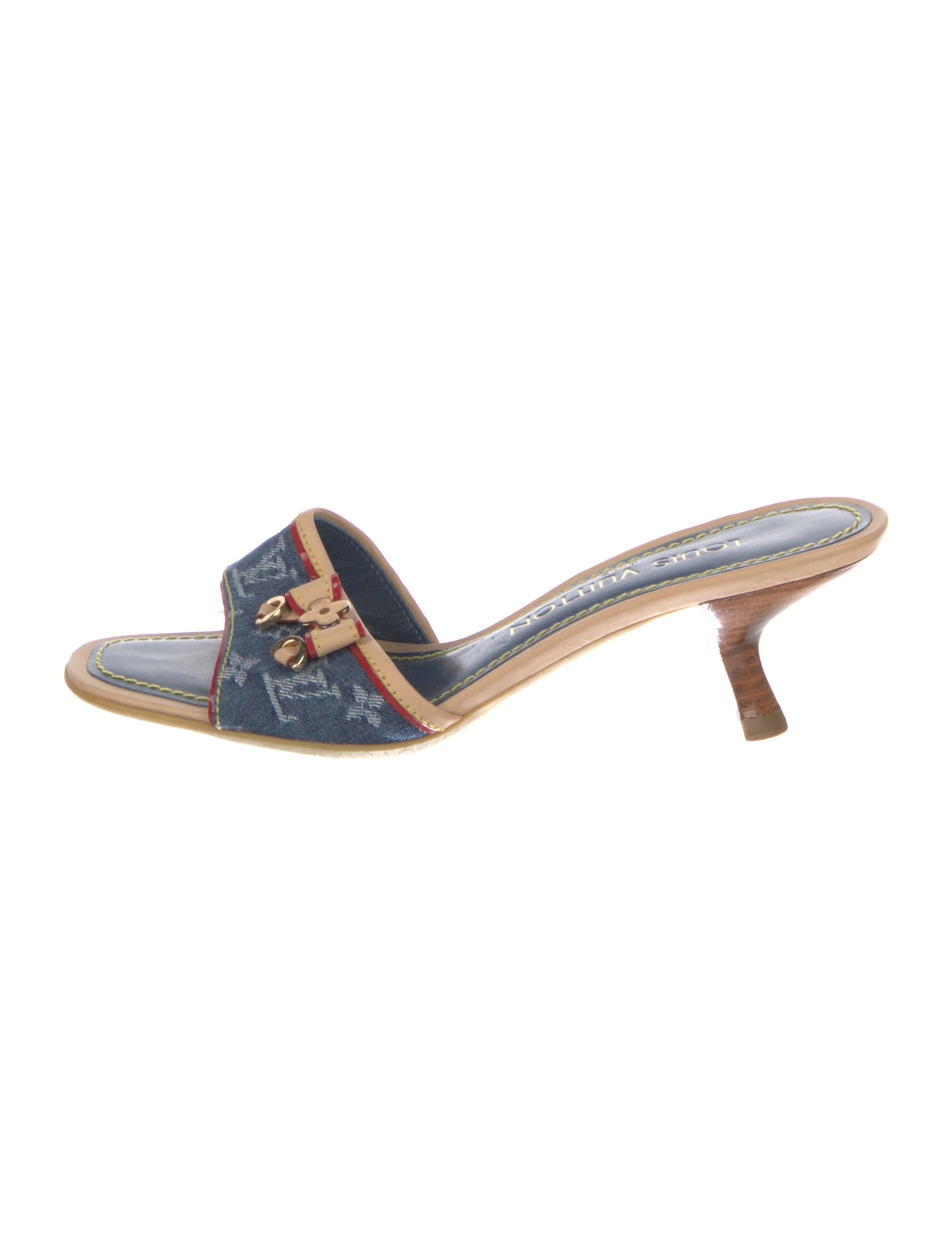 LV Monogram Denim Slides | The RealReal