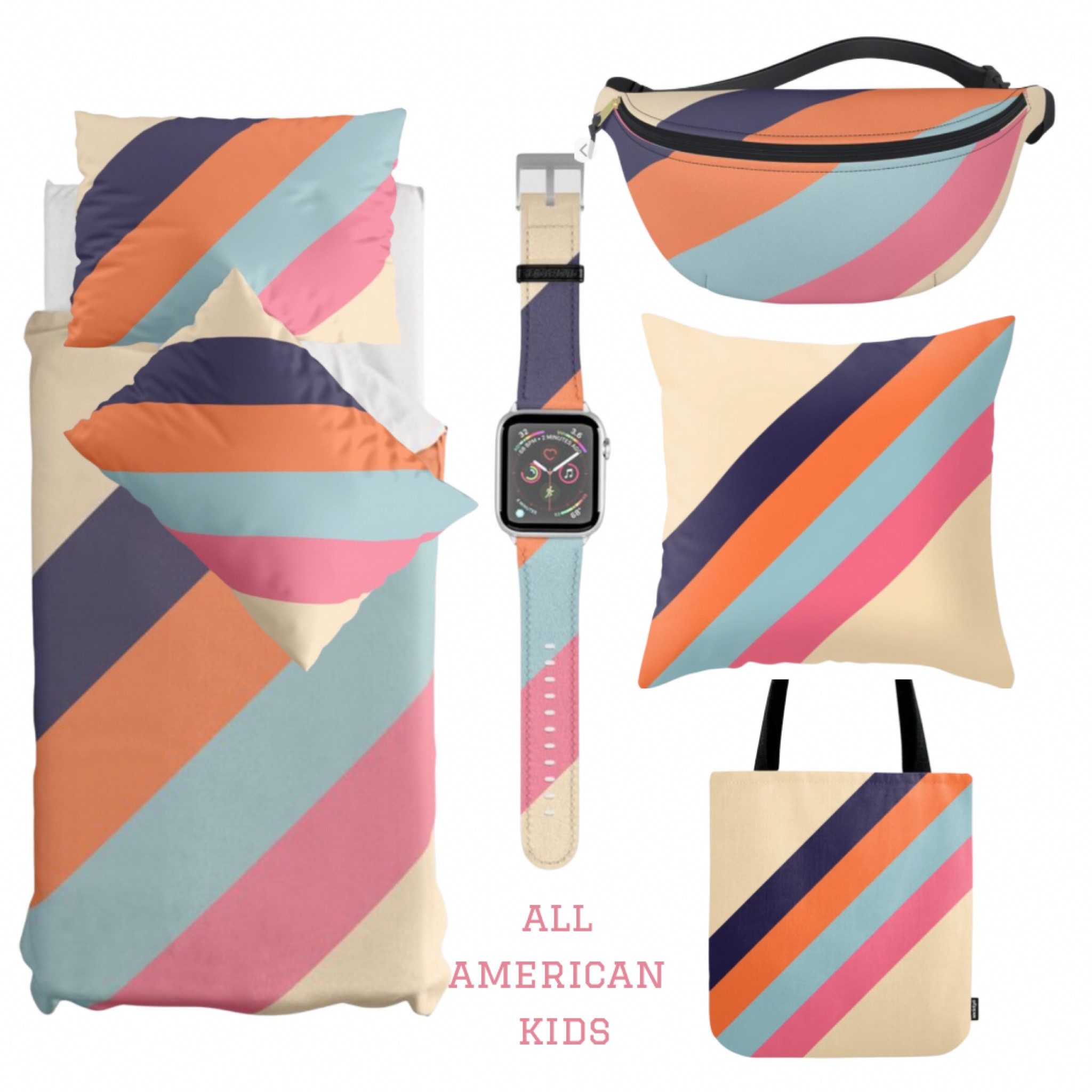 We love this pattern for anywhere! Perfect for dorm room, nursery, guest room. Retro stripes, retro vibe, dorm room indoor, navy orange pink and blue, Barbie 

#LTKBacktoSchool #LTKkids #LTKhome