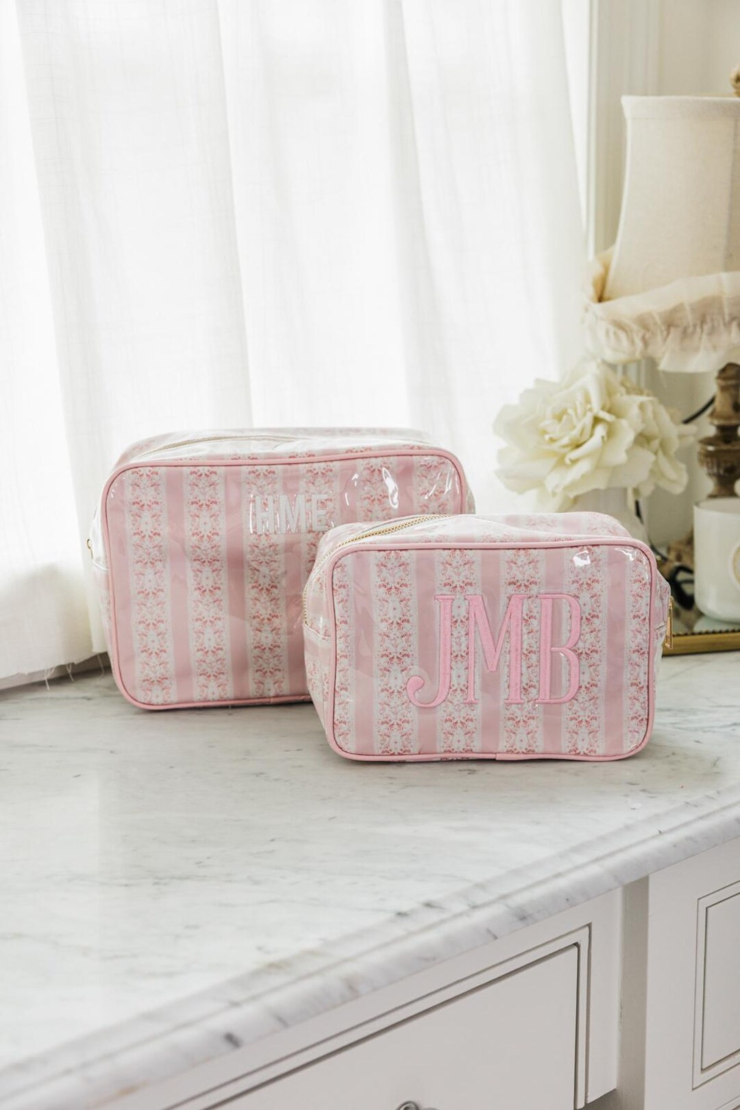 Embroidered Clear Coated Pouch Set -camilla Moss X SWP // Personalized Floral Makeup Bag, Bridesm... | Etsy (US)