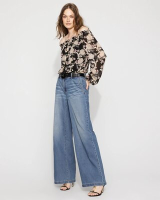 Women's Mid-Rise Palazzo Jeans in Chelsea Original size 0 | White House Black Market | White House Black Market