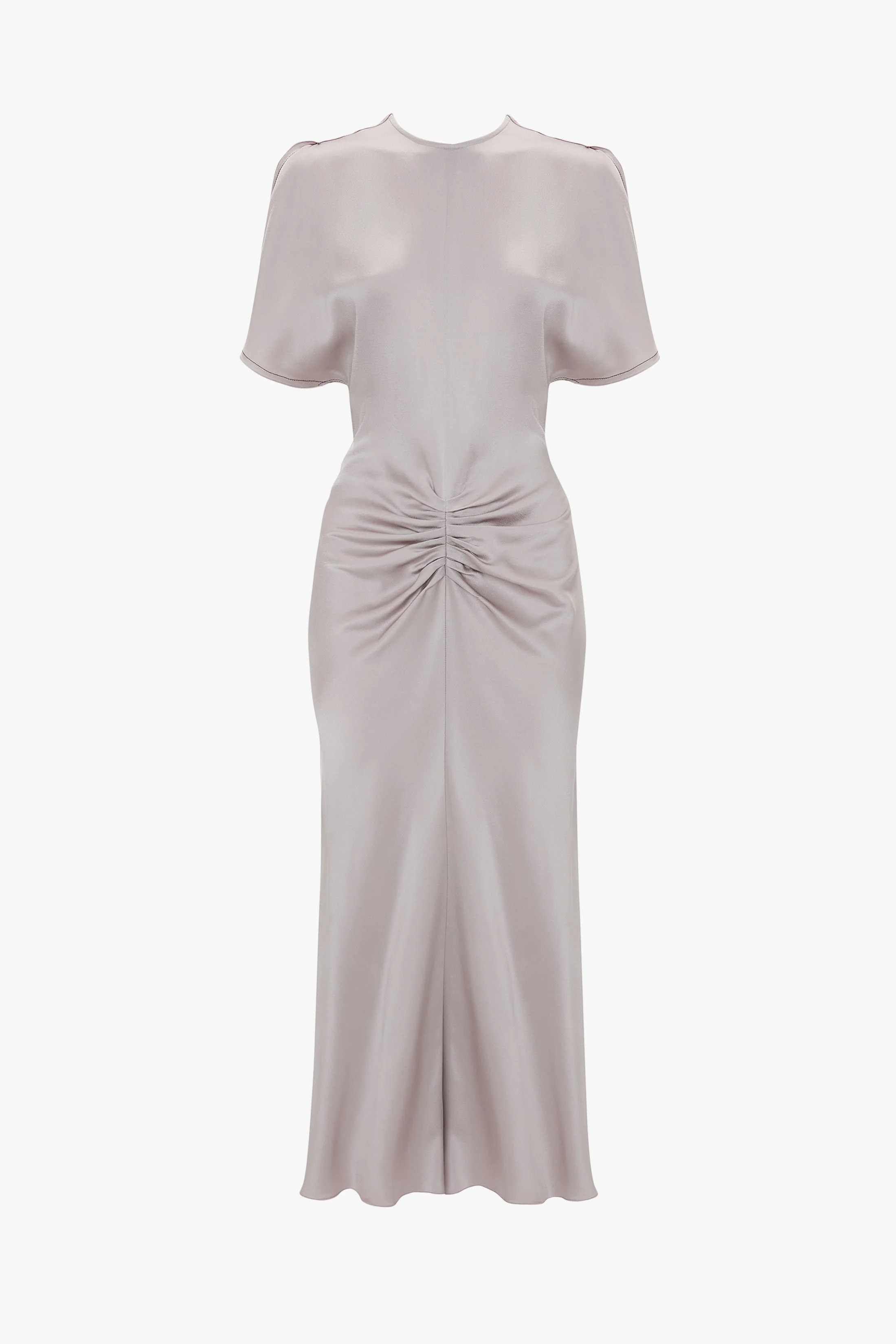 Gathered Waist Midi Dress In Heather | Victoria Beckham US