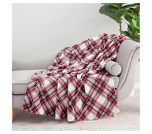 Berkshire 60x70 Plaid Twill Velvetsoft Throw in Gift Box - QVC.com | QVC