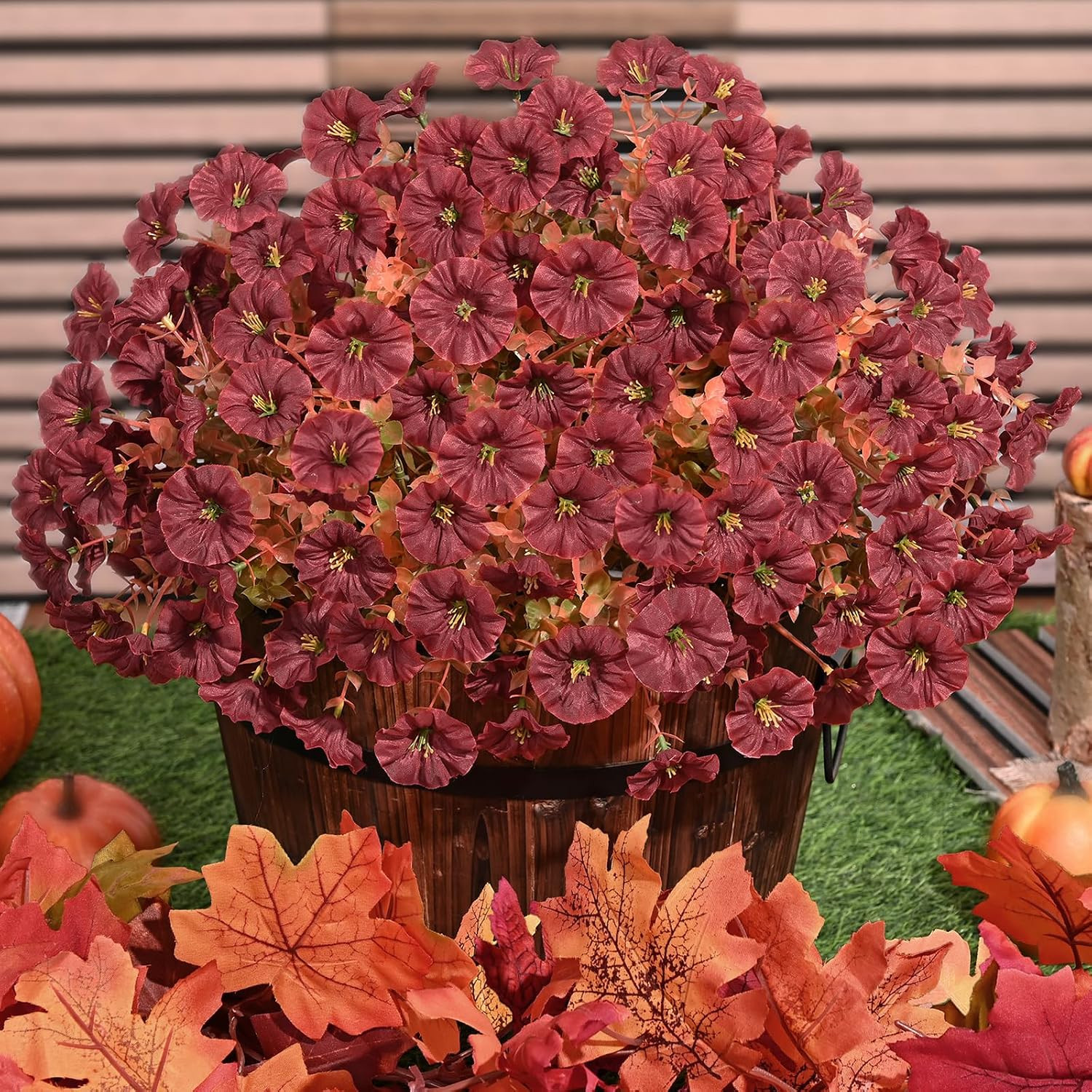 14 Bundles Artificial Mums for Outdoors, Faux Mums for Outdoor Planters | Amazon (US)