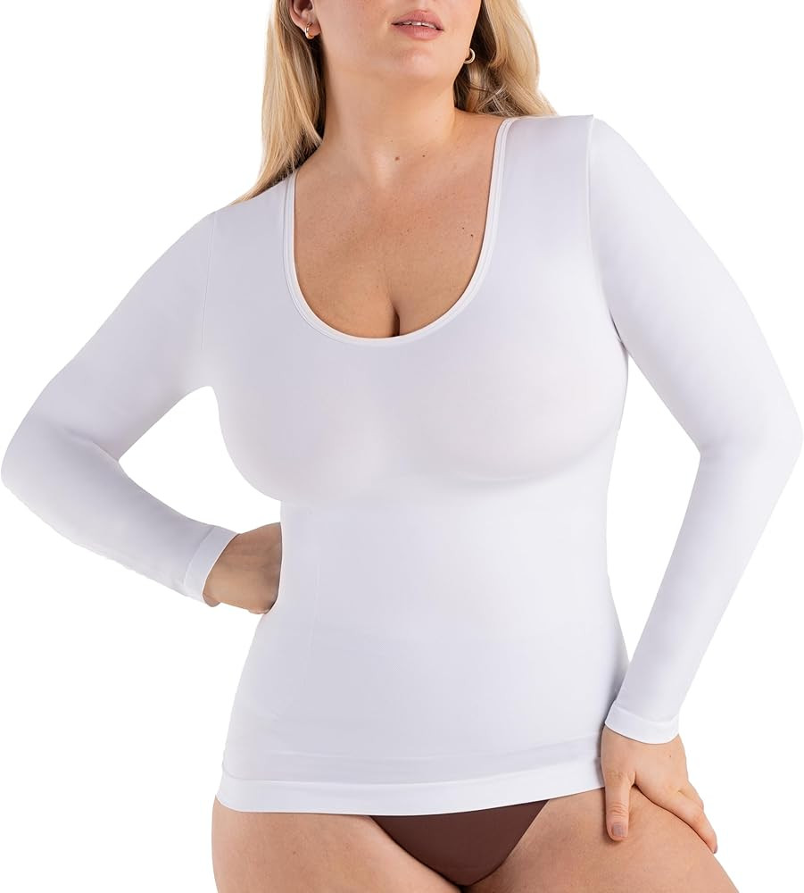 SHAPERMINT Cami Shaper, Womens Long Sleeve T Shirts, Long Sleeve Tops for Women, Compression Shir... | Amazon (US)