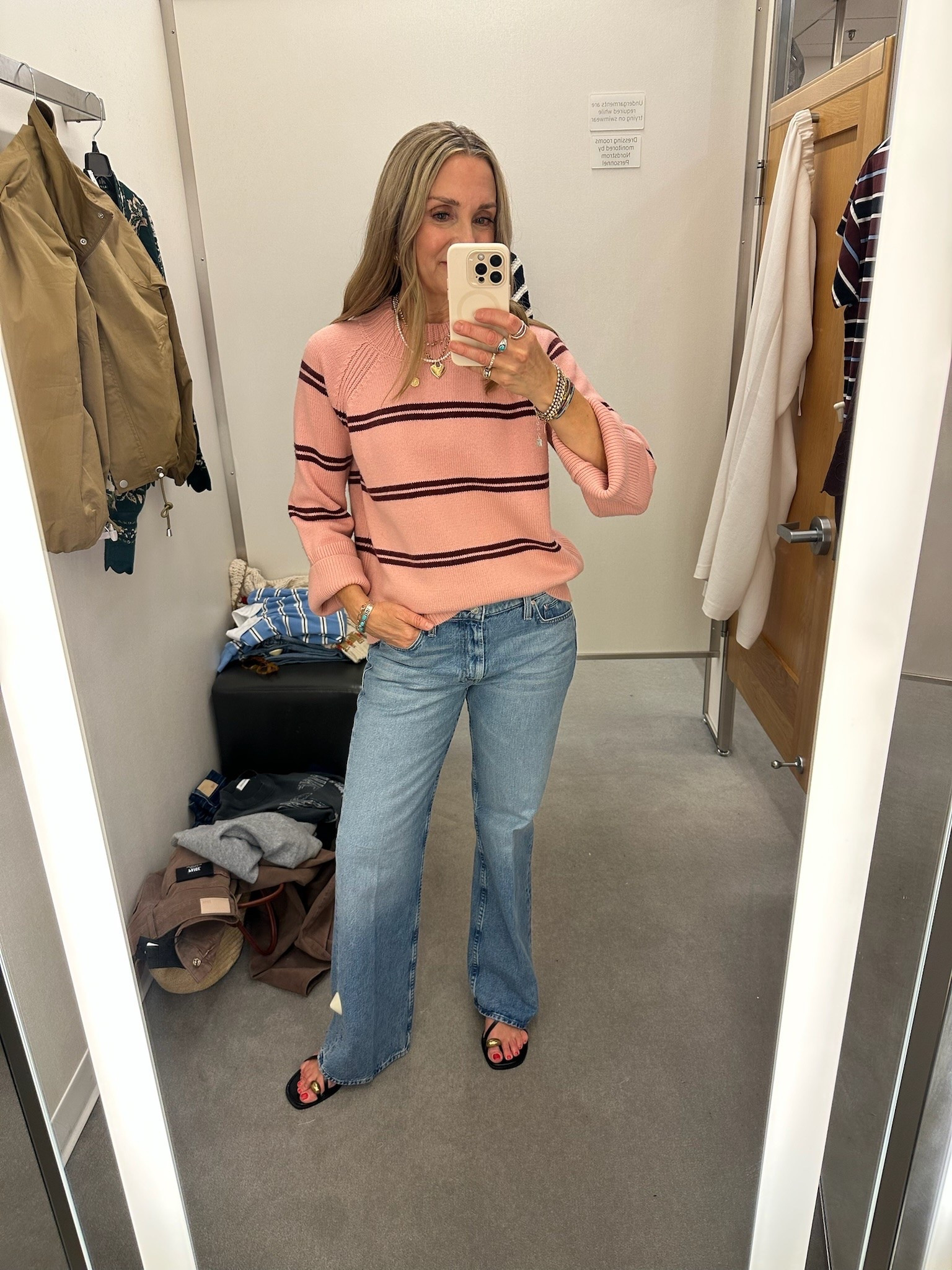 This pink striped sweater is a favorite! So comfortable and cute for fall! And these mid rise jeans are spot on.

#LTKSeasonal #LTKOver40 #LTKootd
