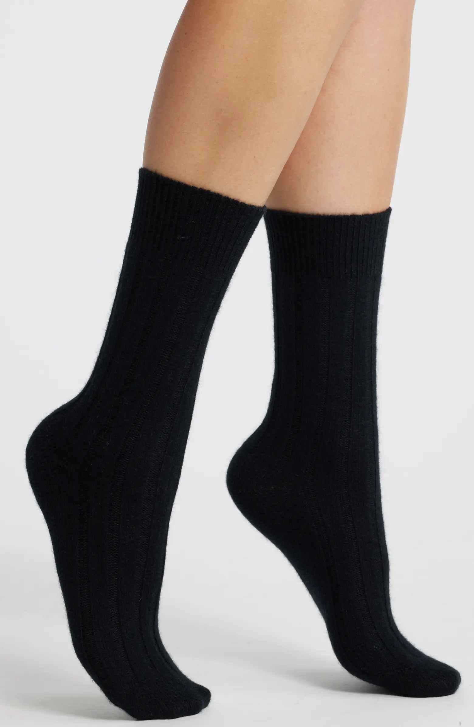 Rib Cashmere Blend Crew Socks | Nordstrom