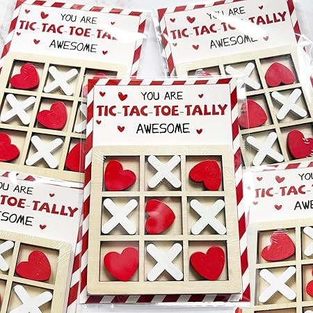 MBMFT Valentines Day Cards for Kids School - 12 Pack Valentines Cards with Wooden Tic Tac Toe - F... | Amazon (US)