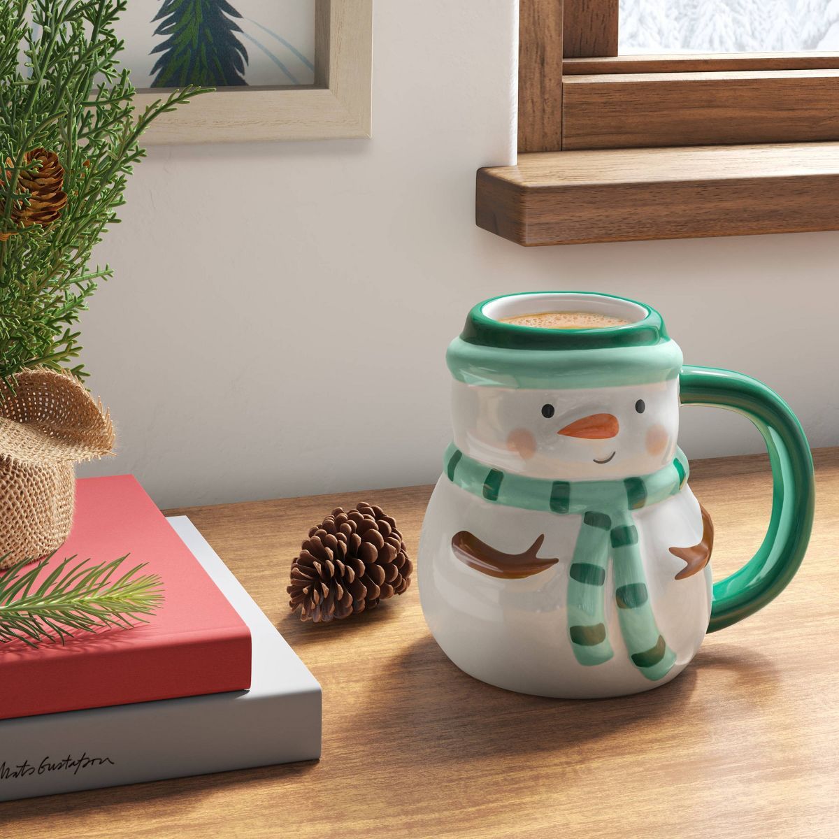 Christmas Earthenware Snowman Mug White - Wondershop™ | Target