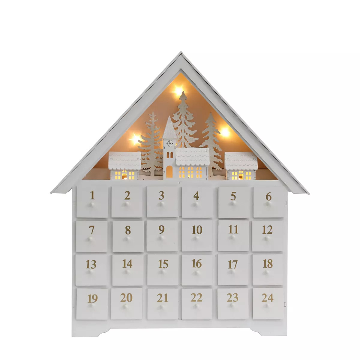 Polar Elegance Christmas Wooden Advent Calendar House With 24 Drawers And Led For Home Decor 18 I... | Kohl's