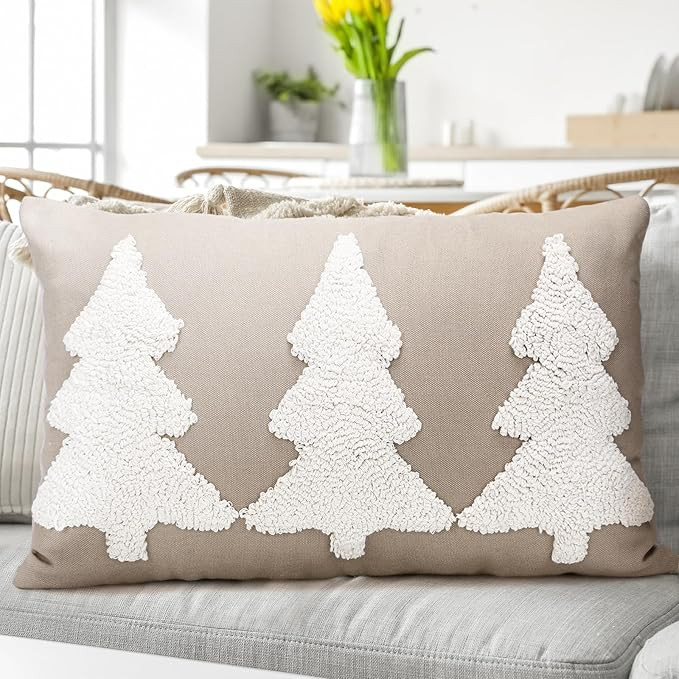 Mixweer Christmas Tree Pillow Covers 12 x 20 Inch Christmas Pillow Covers Neutral Xmas Decor Neut... | Amazon (US)