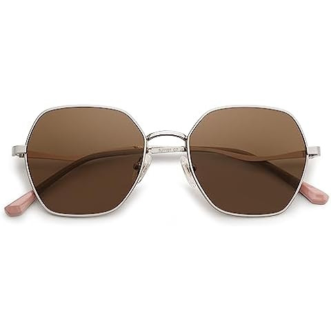 SOJOS Square Polarized Sunglasses for Women Men Small Hexagonal Polygon Mirrored Lens SJ1072 | Amazon (US)