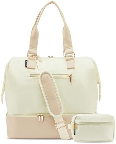 Weekender Bags for Women, Large Travel Duffel Bag with Shoes Compartment, Carry On Overnight Tote... | Amazon (US)