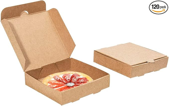 3.5 Inch Mini Pizza Boxes,120 Pack Disposable Small Pizza Boxes,Brown Pizza Boxes for Cookie,Mini... | Amazon (US)
