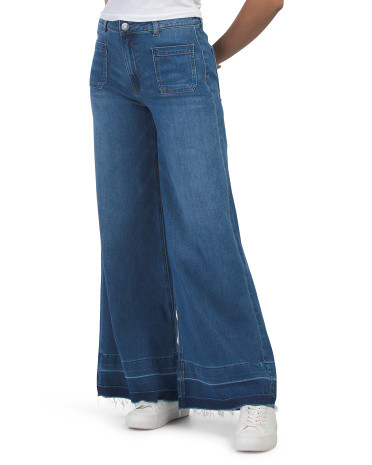 Goldie High Rise Super Flare Patch Pocket Jeans With Released Cuffs | TJ Maxx