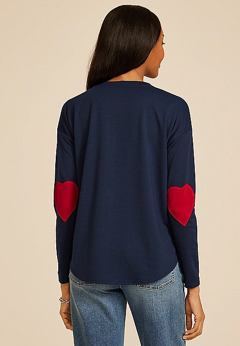 Heart Elbow Patch Long Sleeve Tee | Maurices