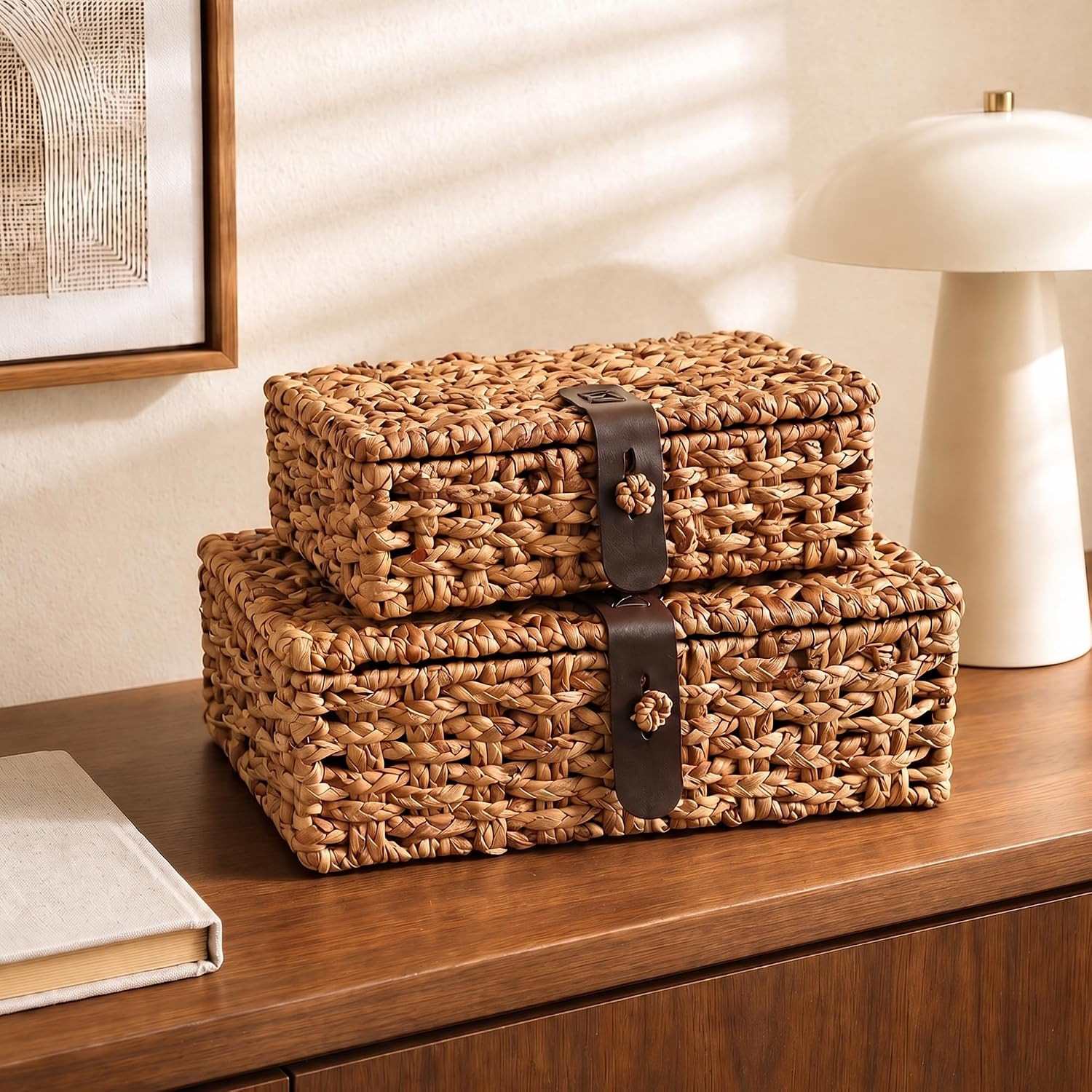 Decorative Woven Boxes with Lids for Shelf Decor Livingroom Organization | Amazon (US)