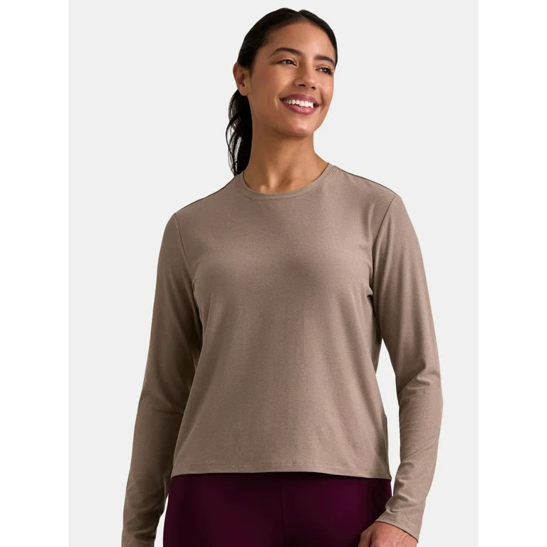 Athletic Works Women's and Women's Plus ButterCore Soft Tee with Long Sleeves, Sizes XS-4X - Walm... | Walmart (US)