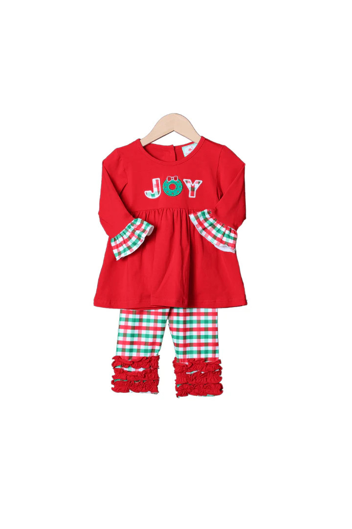 Applique Joy To The World Pant Set | The Smocked Flamingo