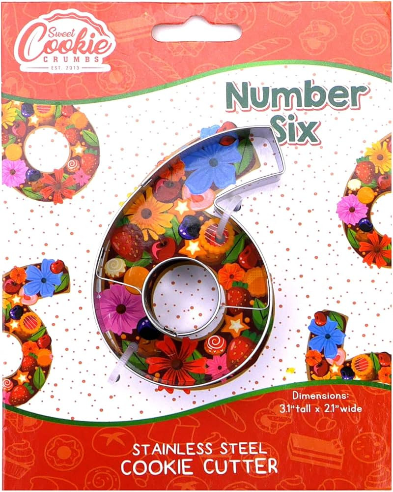 Number Six (6) Cookie Cutter, Premium Food-Grade Stainless Steel, Dishwasher Safe (6) | Amazon (US)