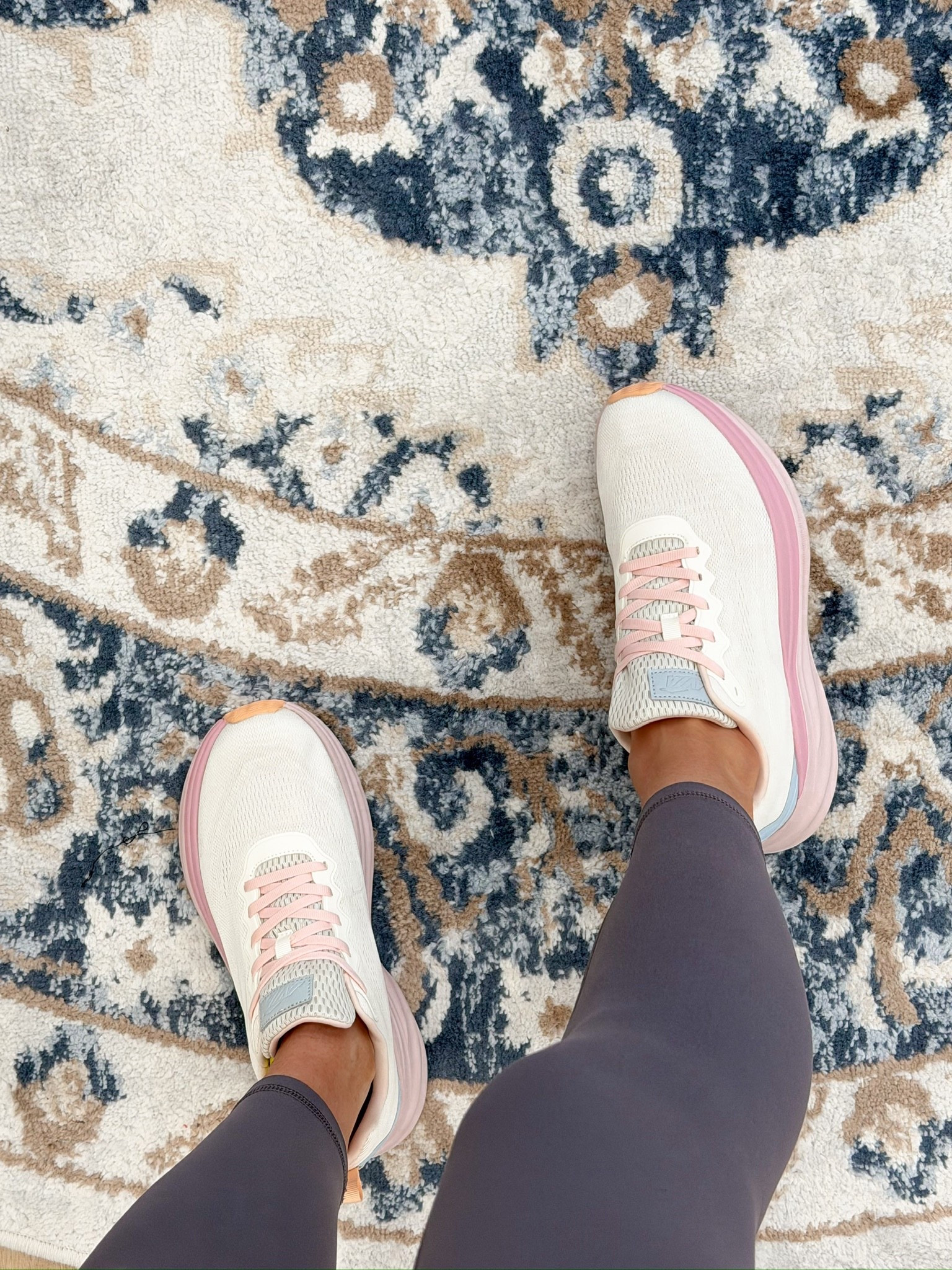 These white and pink sneakers from Walmart are giving serious Hoka vibes — for a fraction of the cost, and that is not an exaggeration! 🙌 The chunky pink sole, the mesh upper, the pink laces, the blue and peach accent details — all the cushion and all the style for way less. The sneaker that goes with everything this spring. 

#LTKActive #LTKfitnessgoals #LTKootd