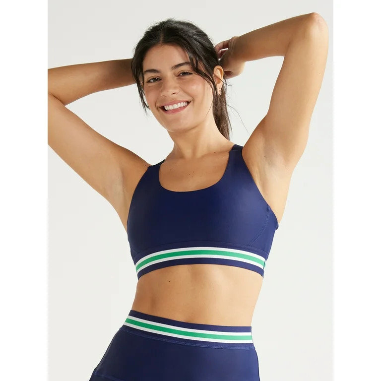 Love & Sports Women’s Color Band Sports Bra, Sizes S-XXXL | Walmart (US)