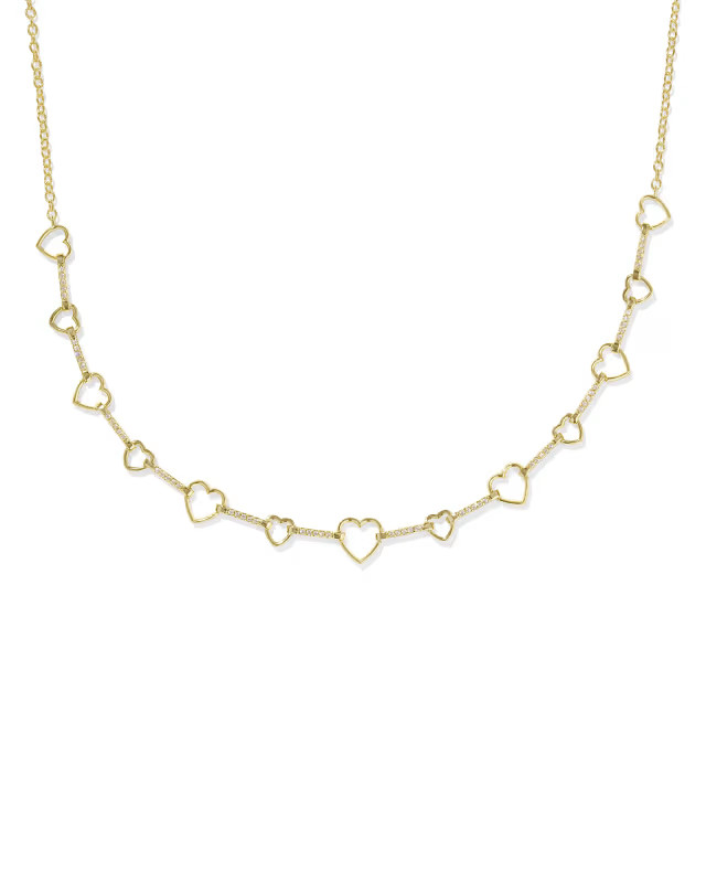 Haisley Heart Gold Strand Necklace in White Crystal | Kendra Scott | Kendra Scott
