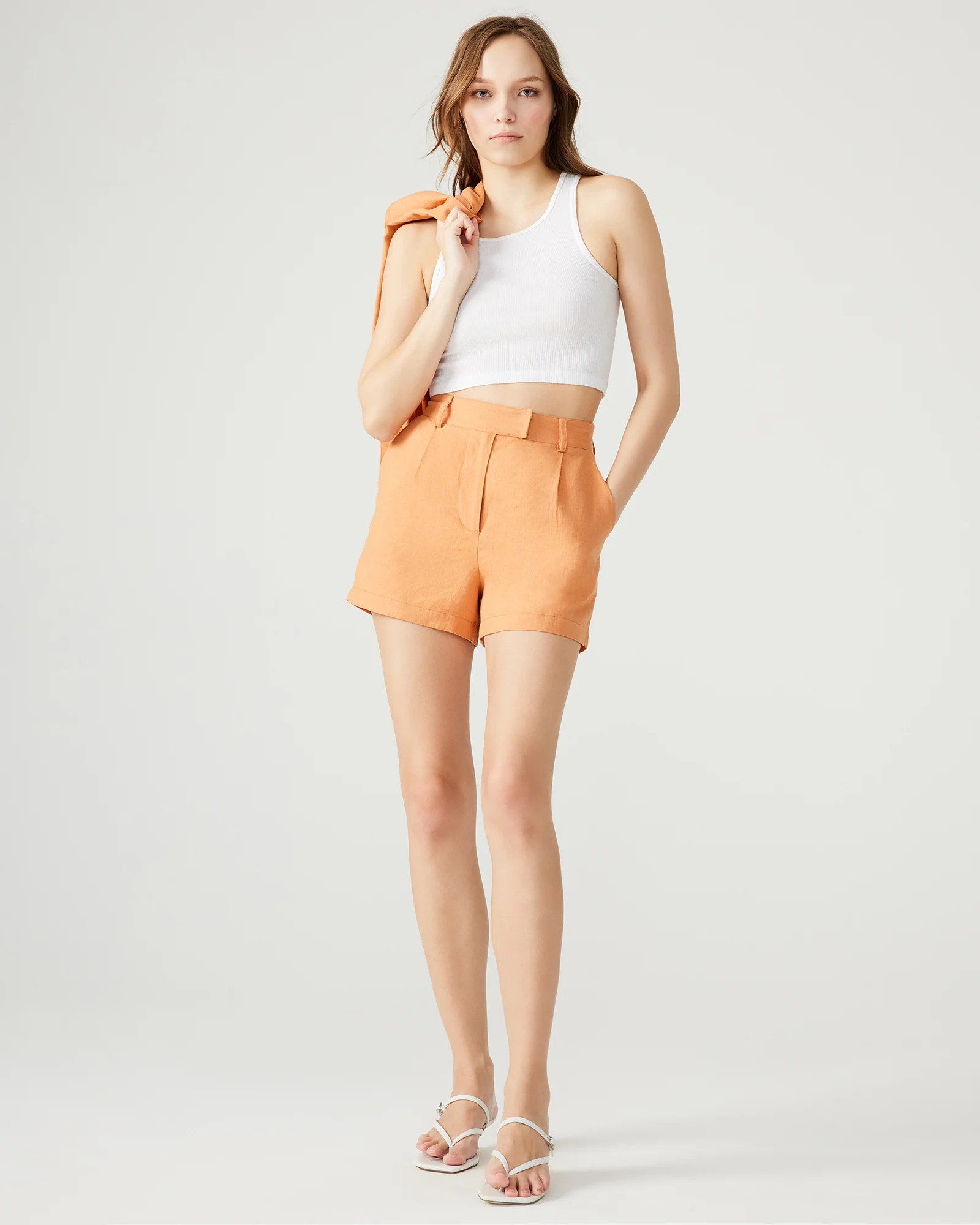 IMELDA Caramel Pleated Trouser Women's Shorts | Steve Madden (US)