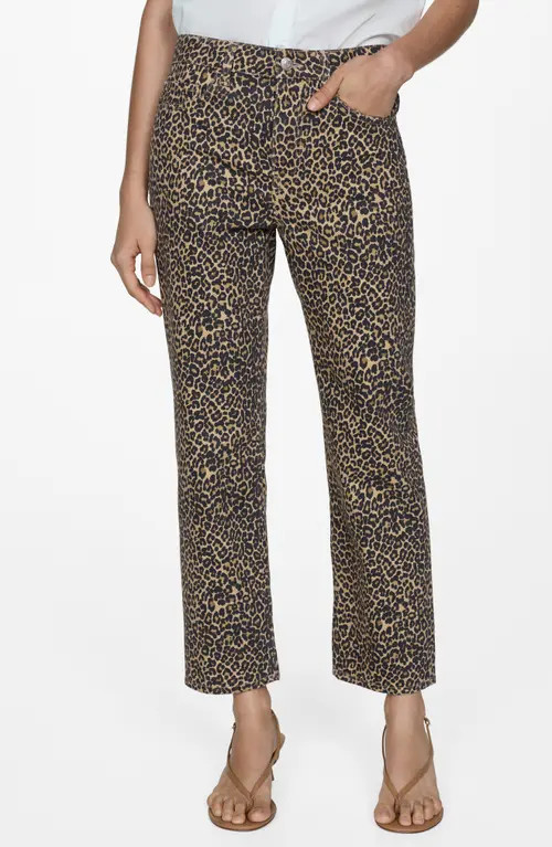 MANGO Leopard Print Jeans in Brown at Nordstrom, Size 8 | Nordstrom