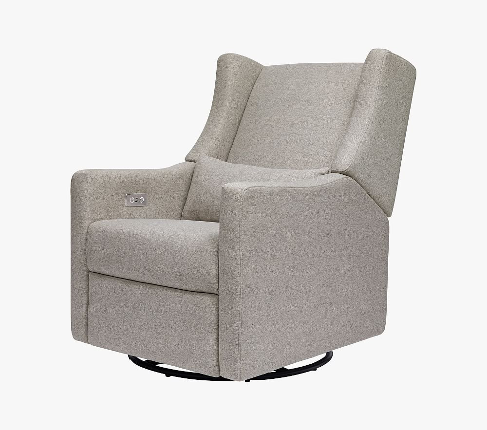 Babyletto Kiwi Swivel Glider & Recliner w/USB Port, Performance Gray Eco-Weave | Pottery Barn Kids