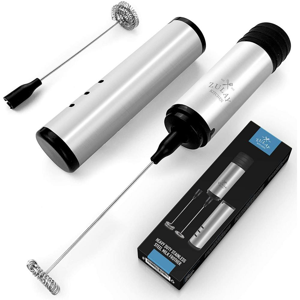 Zulay Kitchen Zulay High Powered Handheld Frother and Milk Foamer, Silver | The Home Depot