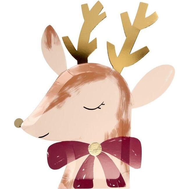 Meri Meri | Reindeer w/ Bow Plates (Brown) | Maisonette | Maisonette