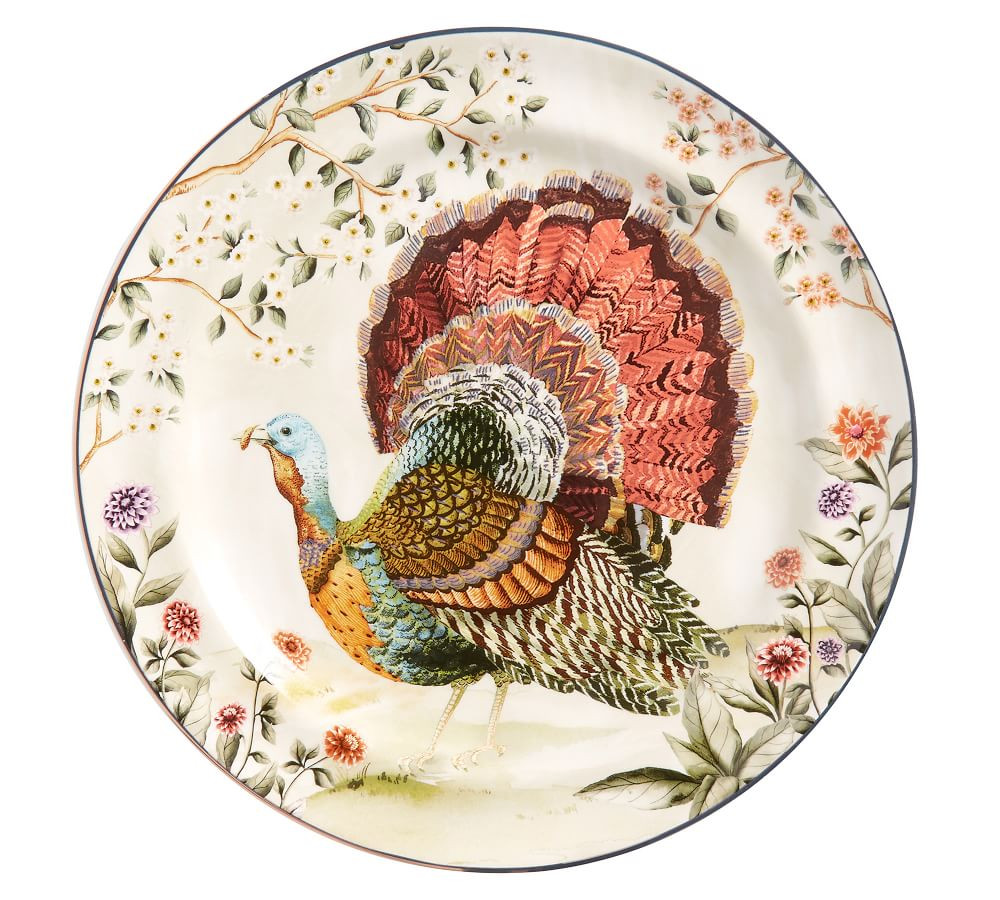 Botanical Harvest Turkey Stoneware Dinner Plates, Set of 4 | Pottery Barn (US)