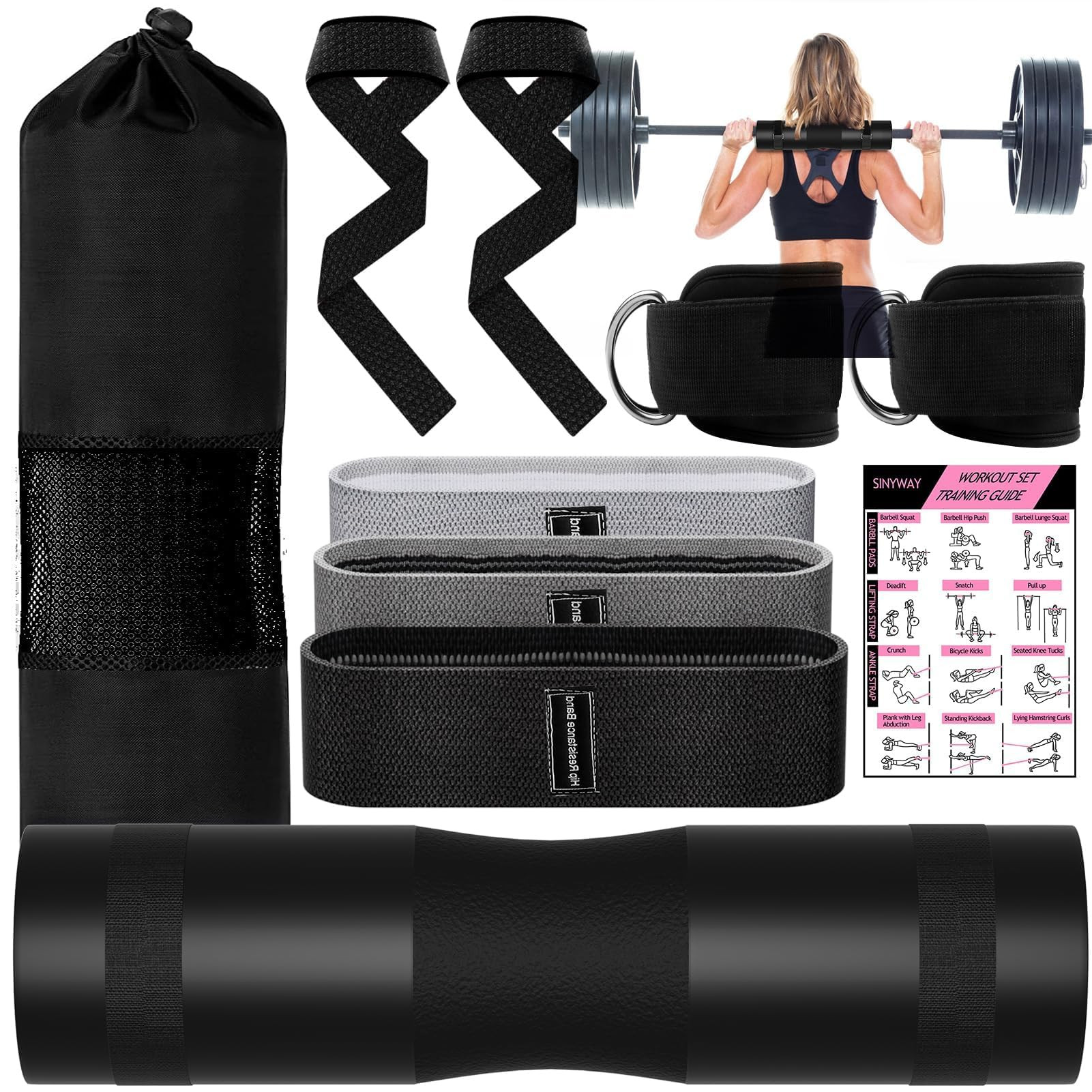 Barbell Pad Set for Squat,10 PCS Hip Thrusts Workout Foam Weight Lifting Bar Cushion with 2 Gym A... | Amazon (US)