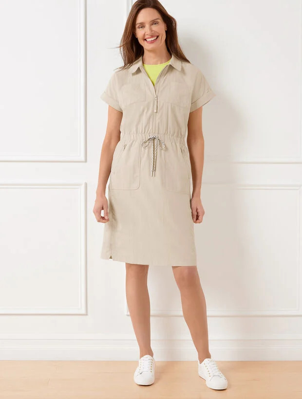 Crinkle Weave Utility Dress | Talbots