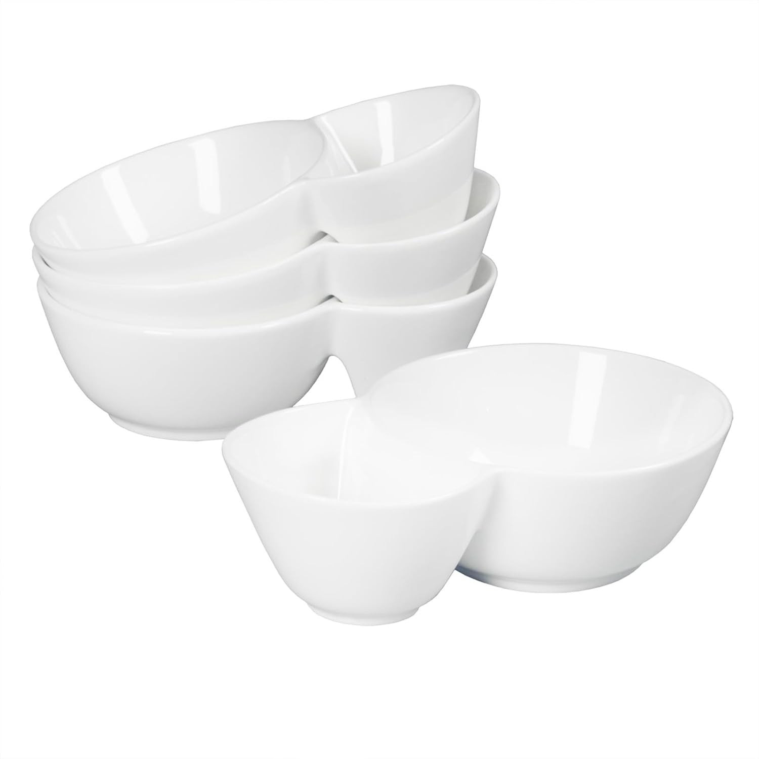 4 Pieces Chip and Dip Serving Set Ceramic Divided Serving Trays Platters Chip and Dip Bowl Compartment Cheese Ball Serving Dish Dumpling Plate for Party Appetizers Snacks Veggies, 7.1 Inch | Amazon (US)