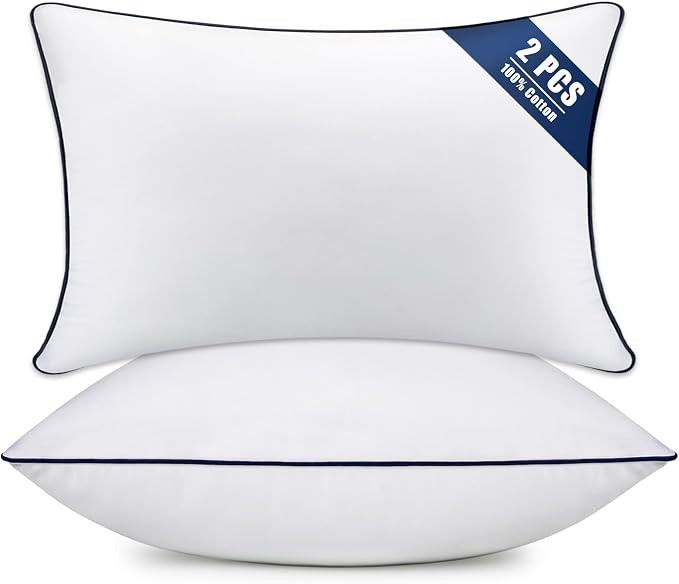 Throw Pillow Inserts Set of 2-Fluffy Square Cushions with 100% Cotton Covers-Decorative White Pil... | Amazon (US)