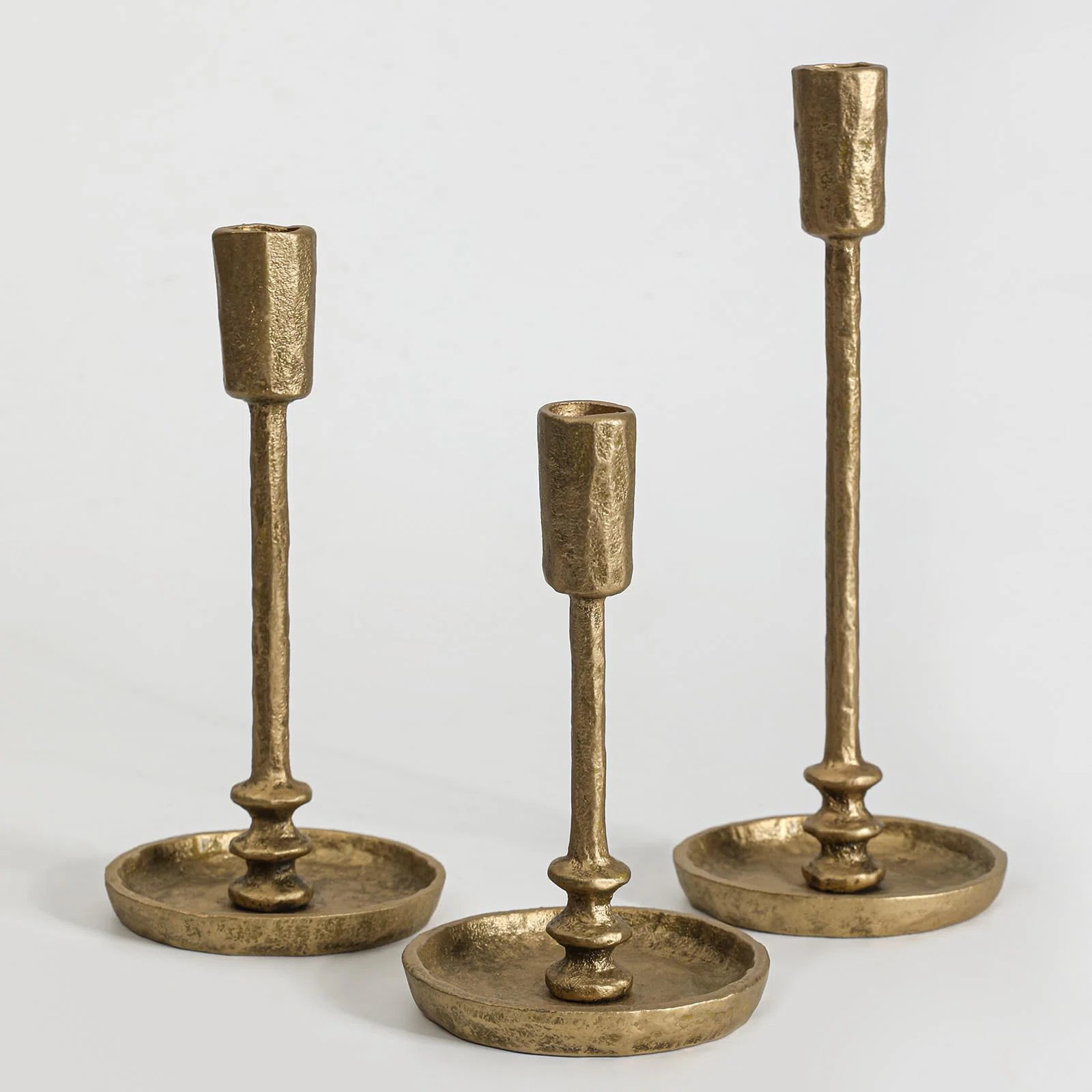 One Allium Way® Rustic Cast Iron Taper Candle Holder - Set Of 3 Vintage Candle Stands, Candlesti... | Wayfair North America