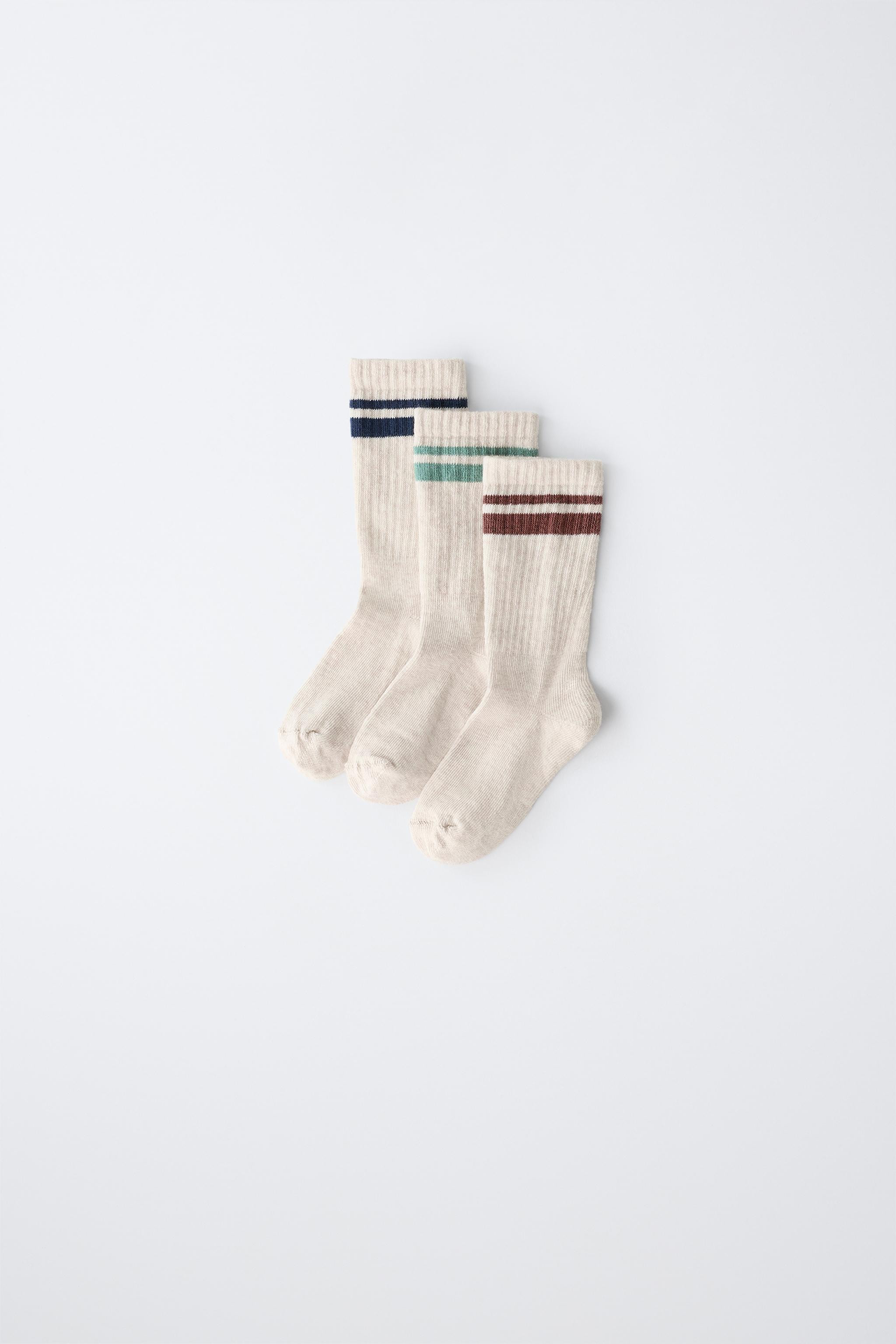 THREE-PACK SPORTY STRIPE MID-CALF SOCKS | Zara US