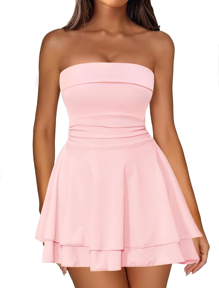 IWD Women's Sexy Tube Top Mini Dress Strapless Corset Short Party Dresses | Amazon (US)