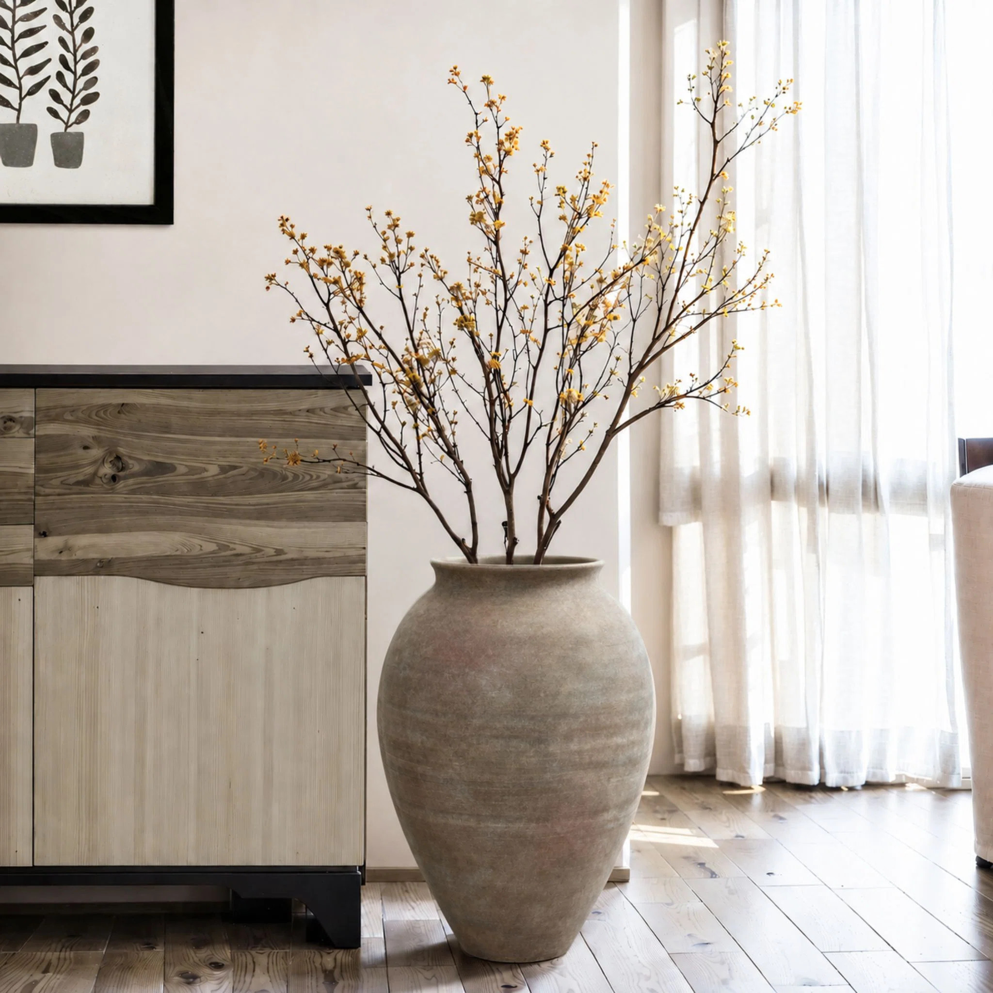 Rustic Ceramic Vase, 12.4" Tall Terracotta Pot with Earthy Gray-Brown Finish | Wayfair North America