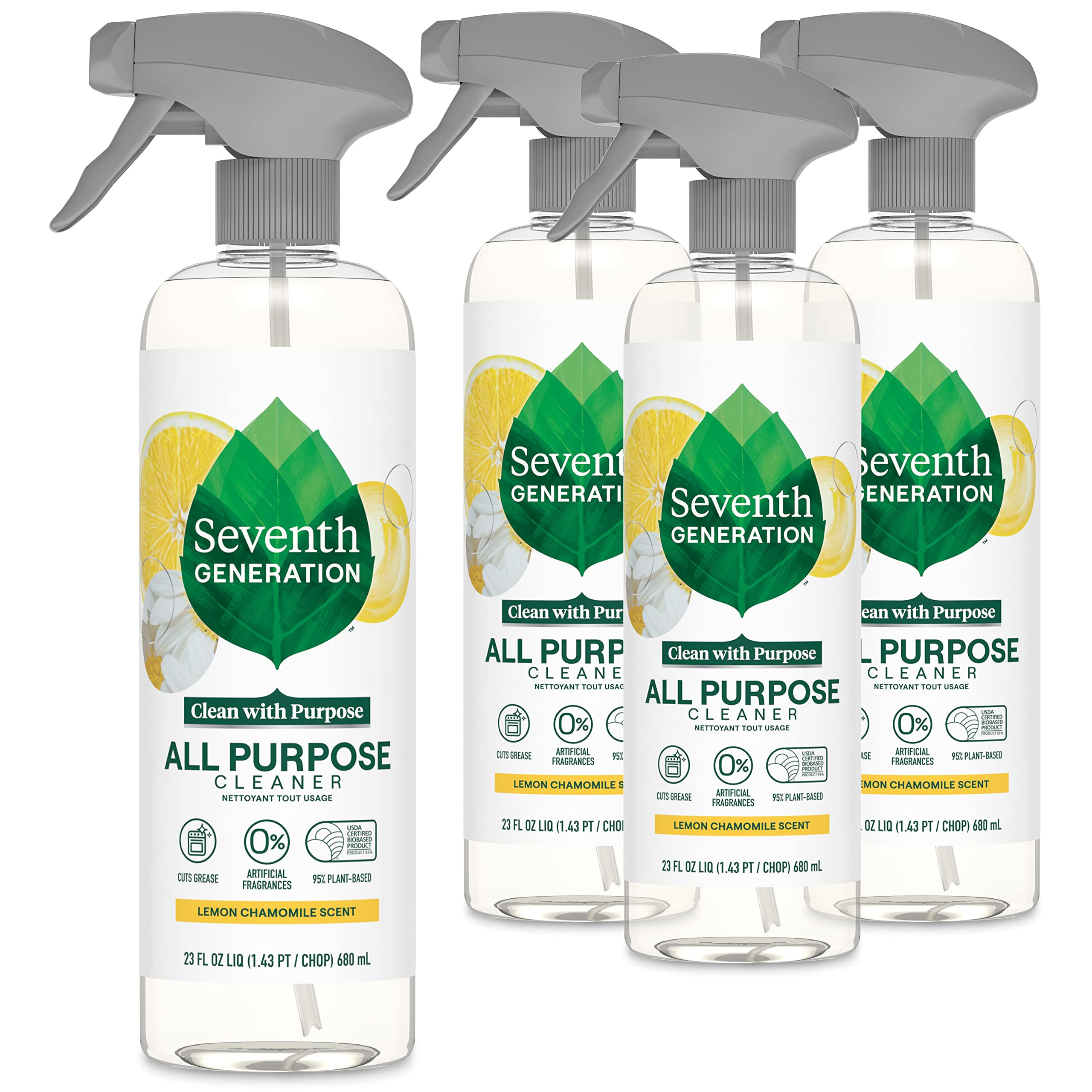 Seventh Generation All Purpose Cleaning Spray Surface Cleaner Lemon Chamomile scent Cuts Grease 2... | Amazon (US)