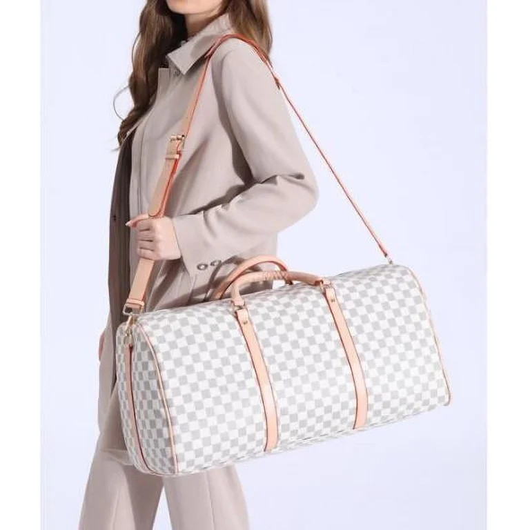 GOWELL Weekenders Bags Fashion Checkered Travel PU Leather Oversized Weekender Travel Bag Overnig... | Walmart (US)