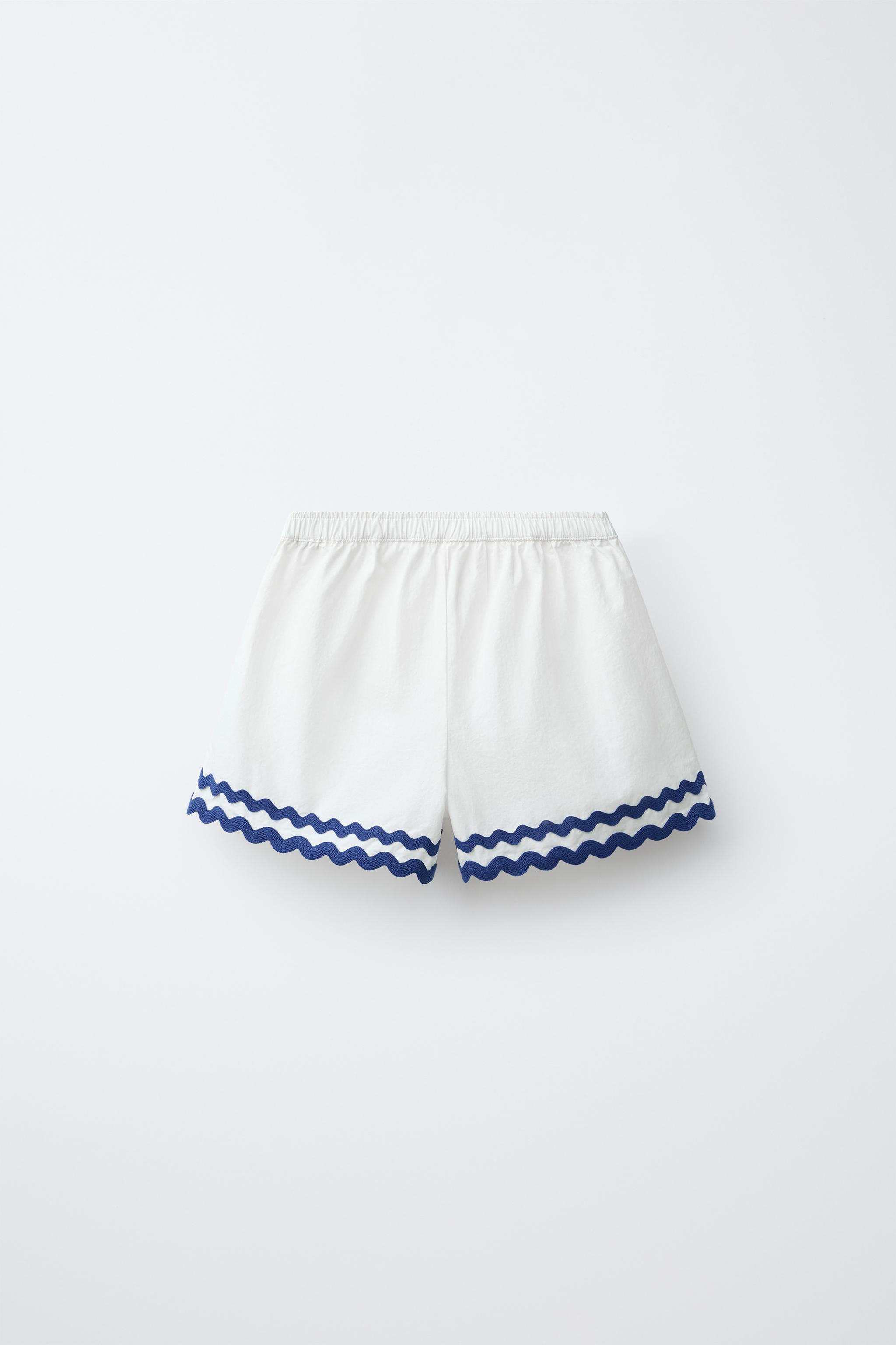 CASA LAWA X ZARA KIDS CONTRAST WAVY POPLIN SHORTS | Zara US