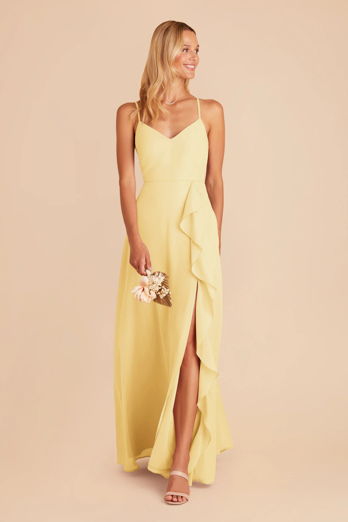 Theresa Chiffon Dress - Lemon Sorbet | Birdy Grey
