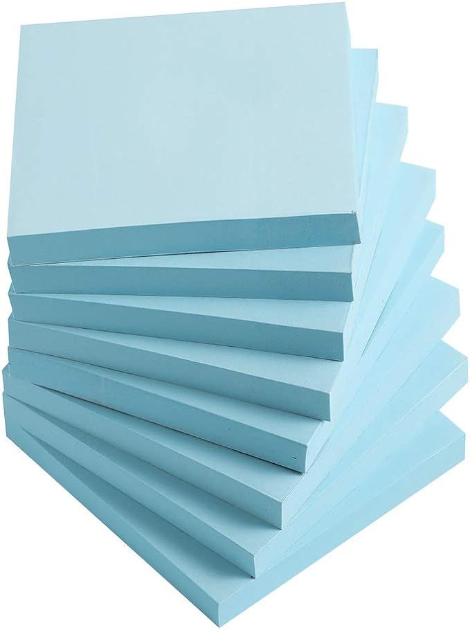 Sticky Notes 3x3 Inches,Light Blue Self-Stick Pads, Easy to Post for Home, Office, Notebook, 8 Pa... | Amazon (US)