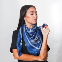 Blue Silk Scarf, Handmade Gift For Her, Large Square Gift, Blue Made in Greece By Kalfas | Etsy (US)